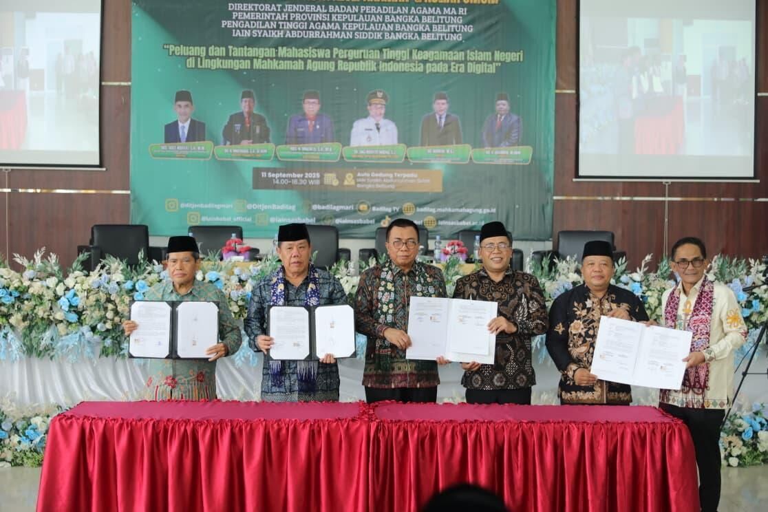 IAIN SAS BABEL Teken MoU dengan Badilag MA RI, Pemerintah Provinsi Babel dan Gelar Kuliah Umum